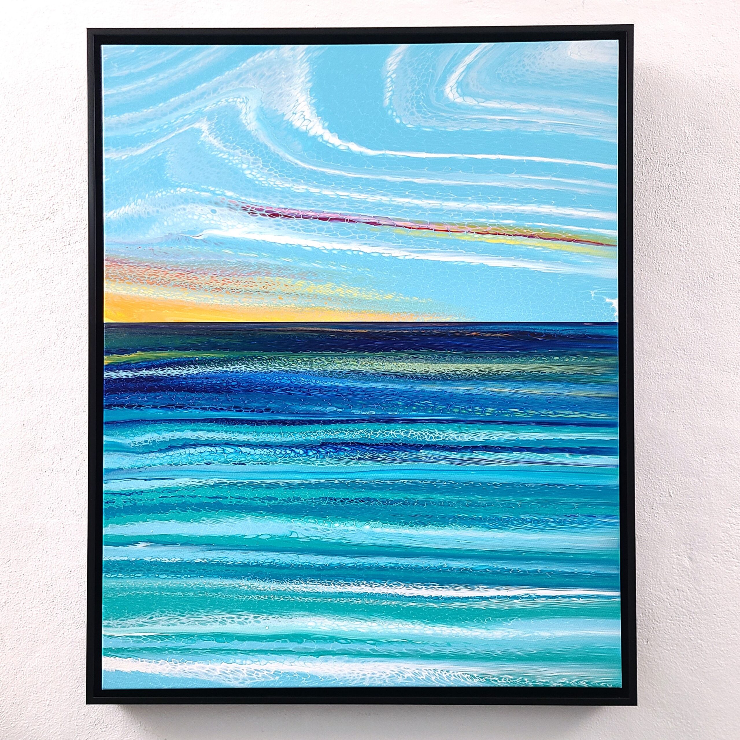 Humanity's Sunrise sunset painting in blues abstract